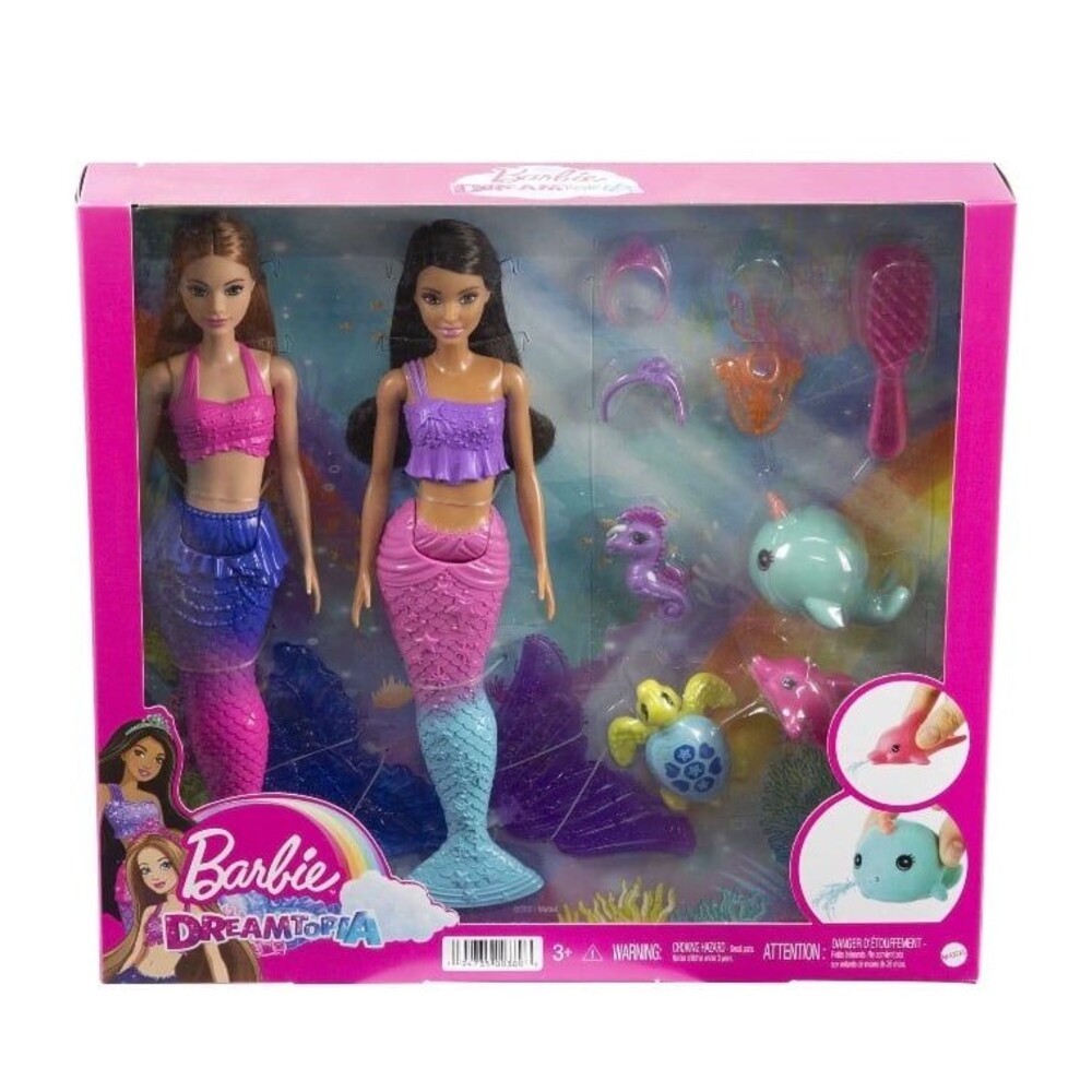 Barbie Mermaid Dolls, Set of 2 + Styling Accessories & ocean pets
